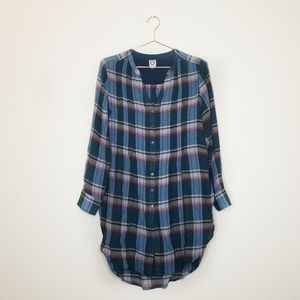 Anthropologie Akemi + Kin Plaid Button-Up Tunic Top